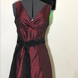Burgundy polka dot dress